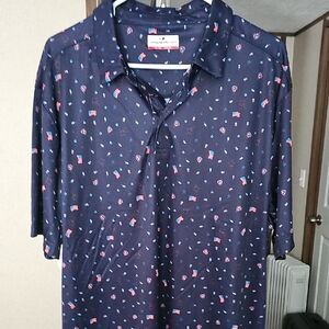 PGA Tour Blue Polos with Starry Dot Pattern